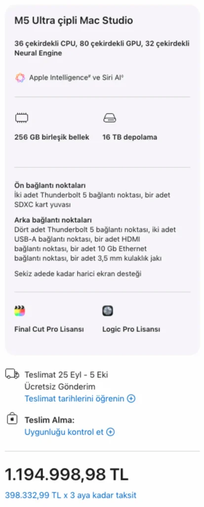 m5 mac studio fiyatı
