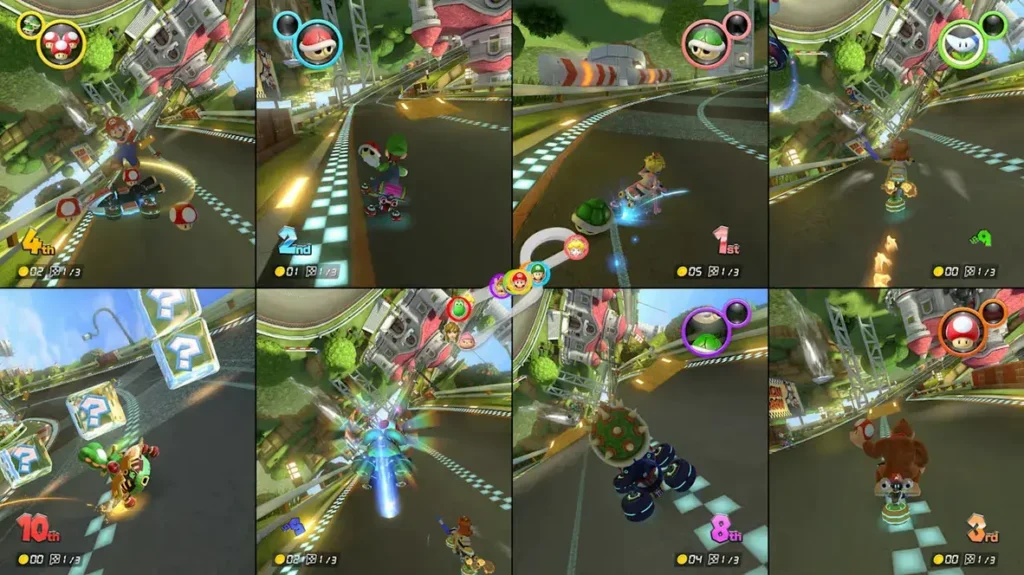 mario kart 8 deluxe 8 kişilik ekran