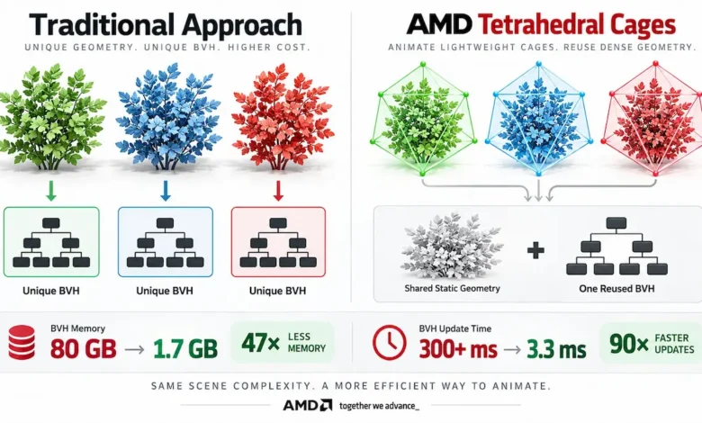 AMD tetrahedral cage ray tracing