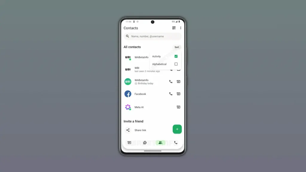 WhatsApp yeni Kişiler sekmesi img1