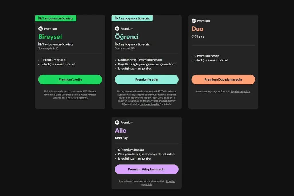 Spotify Premium fiyatları img1